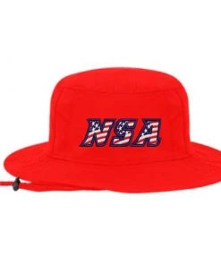 Budget ✔️ Pacific Headwear NSA Flag Series Bucket Hat: 1944B-RED 🌟