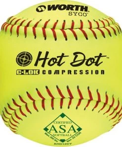 Hot Sale 💯 Worth ASA Hot Dot 12" 52/300 Composite Slowpitch Softballs: AHD12CY 👍