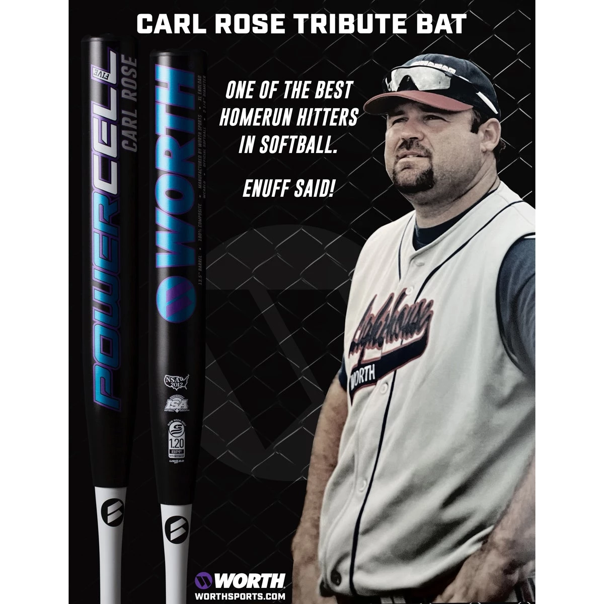 Buy 🤩 2021 Worth Carl Rose Powercell 13.5" XL Endloaded NSA / USSSA Slowpitch Softball Bat: WCARLU 😍 5 Buy 🤩 2021 Worth Carl Rose Powercell 13.5" XL Endloaded NSA / USSSA Slowpitch Softball Bat: WCARLU 😍 - Image 3