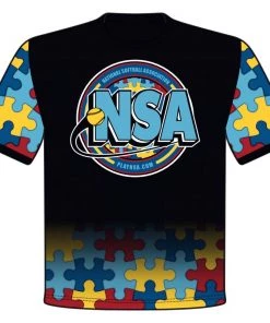 Hot Sale ⌛ DSG Apparel National Softball Association NSA Autism Awareness Sublimated Short Sleeve Shirt ❤️