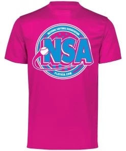 Hot Sale ✔️ DSG Apparel National Softball Association NSA Dry Fit Hot Pink Short Sleeve Shirt ✔️