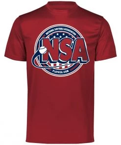 Budget 🔔 DSG Apparel National Softball Association NSA Dry Fit Cardinal Short Sleeve Shirt 😍
