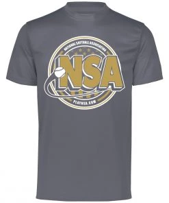 Promo 💯 DSG Apparel National Softball Association NSA Dry Fit Charcoal Short Sleeve Shirt 😍