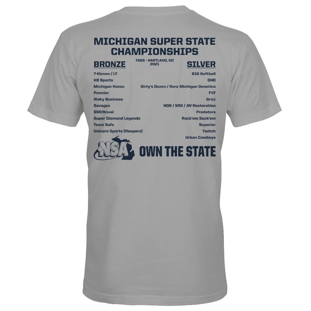 Deals 🎁 DSG Apparel 2021 NSA Michigan Super State Slowpitch Tournament T-Shirt ✔️ 4 Deals 🎁 DSG Apparel 2021 NSA Michigan Super State Slowpitch Tournament T-Shirt ✔️ - Image 2