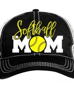 Wholesale 😀 Pacific Headwear Softball Mom Vintage Trucker Snapback Hat: V67BW 😍