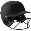Outlet ⭐ Mizuno F6 Solid Fastpitch Batting Helmet with Mask: 380395 / 380397 ❤️ -BaseBallBat Official Shop f black v